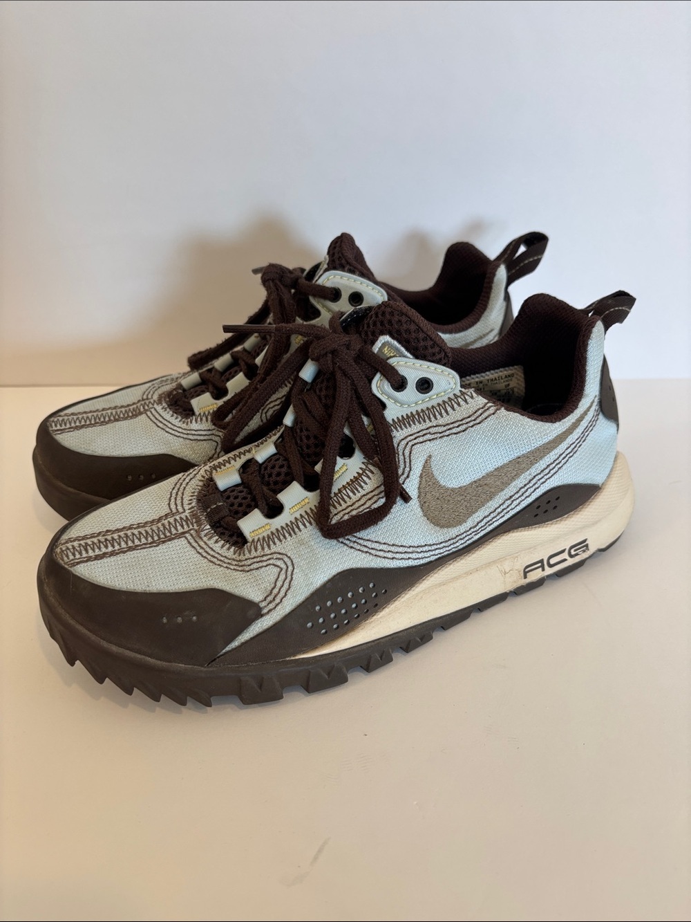 Nike ACG Trail Shoes in Light Blue and Dark Brown